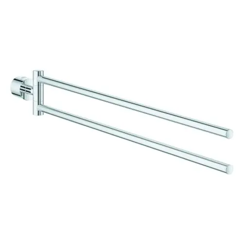 Handtuchhalter aus verchromtem Metall von Grohe mit zwei parallel angeordneten Stäben, zur Wandmontage geeignet. Minimalistisches Design für Badezimmer.