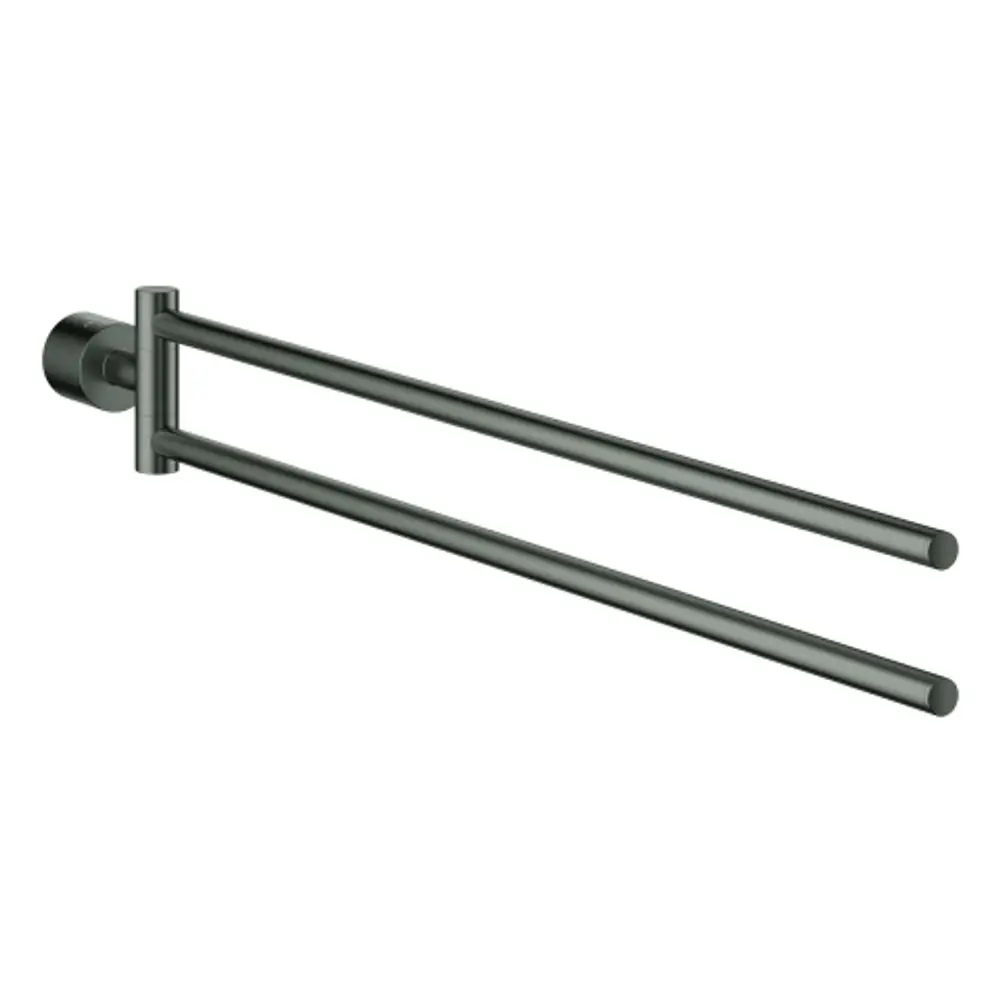 Handtuchhalter aus mattem Graphit von Grohe, bestehend aus zwei parallelen Stangen, die an einer Wandhalterung befestigt sind.