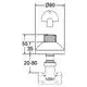 GROHE V entil mit einem Durchmesser von 80 mm, ausgestattet mit einem oberen Bau, Abmessungen für die Installation zwischen 20 und 80 mm, für Sanitäranwendungen.