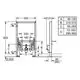 Technisches Diagramm eines Wandinputs mit Abmessungen und Installationshinweisen, geeignet für Grohe Bidetsysteme. Maße für Anordnung und Verbindungsteile angegeben.