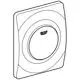 GROHE Betätigungselement für Urinal in rechteckiger Form mit runder Betätigungsfläche, mattchrom-finish, zur manuellen Betätigung, an Wand montiert.