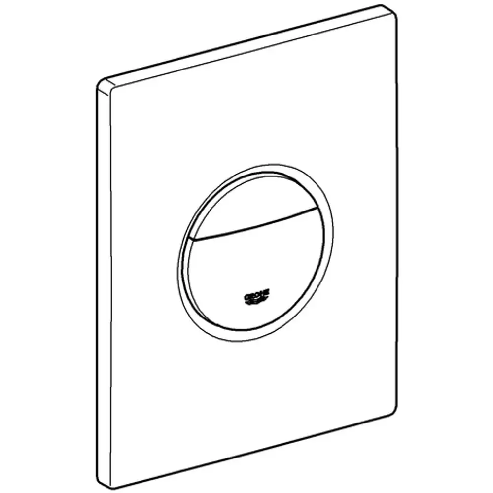 GROHE WC-Betätigung mit runder Öffnung und einem schmalen Betätigungsfeld in einem schlichten, weißen Design.