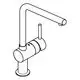 Einhand-Spültischbatterie von Grohe mit L-Auslauf und klaren Linien, geeignet für moderne Küchen. Der Wasserhahn hat einen hohen Auslauf für einfache Bedienung.
