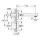 Schematik eines Grohe-Produkts mit Maßen und Konturen, zeigt eine Montageanordnung mit genauen Abmessungen und Anschlussdetails.