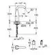 GROHE elektronische Armatur mit gebogenem Auslauf, montiert auf einer flachen Basis. Abmessungen im Diagramm angegeben, Anschlussdetails sichtbar.