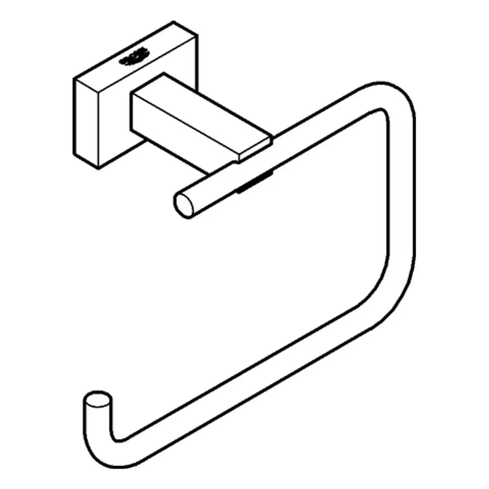 GROHE WC-Papierhalter mit einem rechteckigen Montageblock und einem gebogenen Halter. Oberfläche in Edelstahloptik. Minimalistisches Design für moderne Badezimmer.