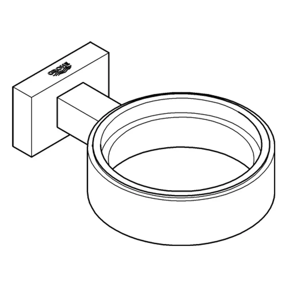 Grohe Halterung in quadratischer Form mit Rundung, montiert an einer Wand, in einer dunkelgraphiten Oberfläche. Ideal für die Aufbewahrung von Handtüchern oder ähnlichem.