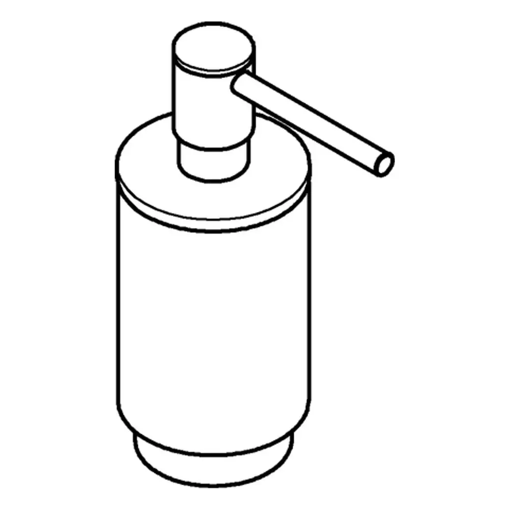 GROHE Seifenspender in grafitfarbenem Design, mit Pumpmechanismus und schmalem Auslauf. Eignet sich für Wandmontage mit passendem Halter.