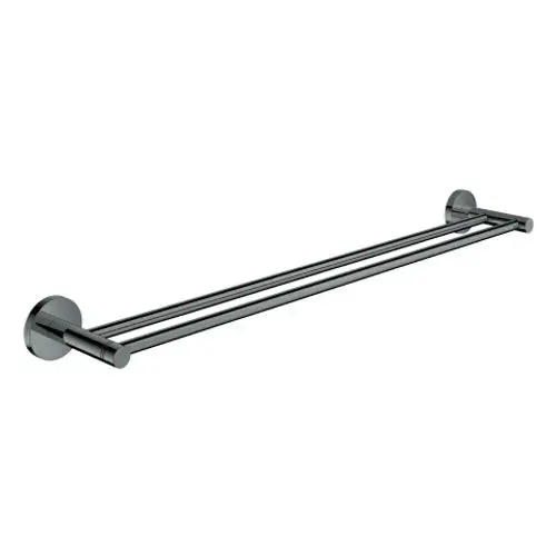 GROHE Doppel-Badetuchhalter in hard graphite, zwei parallele Stangen montiert an runden Aufhängungen, geeignet für die Badezimmerwand.