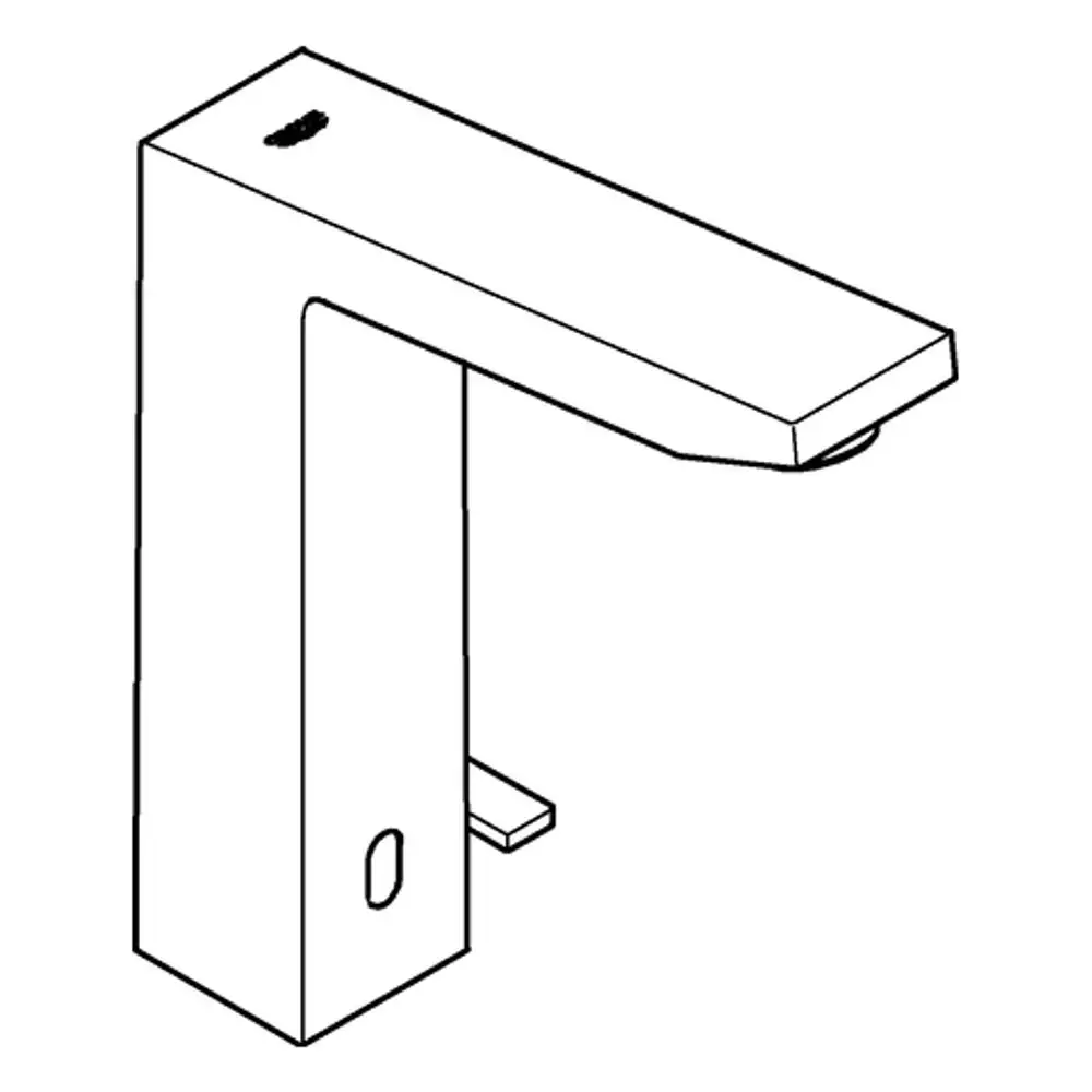 Grohe-Elektronikarmatur mit schmalem, geradem Auslauf und seitlichem Bedienhebel zur Temperaturregelung, in minimalistischer Chrom-Optik.