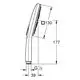 Handbrause von Grohe in weißem und chromfarbenem Design, mit einer ergonomischen Form und einer Anschlussgröße von G½, dargestellt in technischen Maßen.