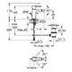 Ein GROHE Bidetmischer in gebürsteter Ausführung, mit Detailzeichnung für Einlochmontage. Maße und Anschlussvarianten sind im technischen Diagramm dargestellt.