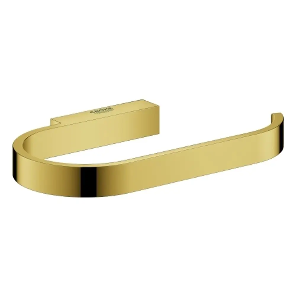 Goldfarbener WC-Papierhalter von Grohe, mit modernem Design, der eine einfach zugängliche Halterung für Toilettenpapier bietet.