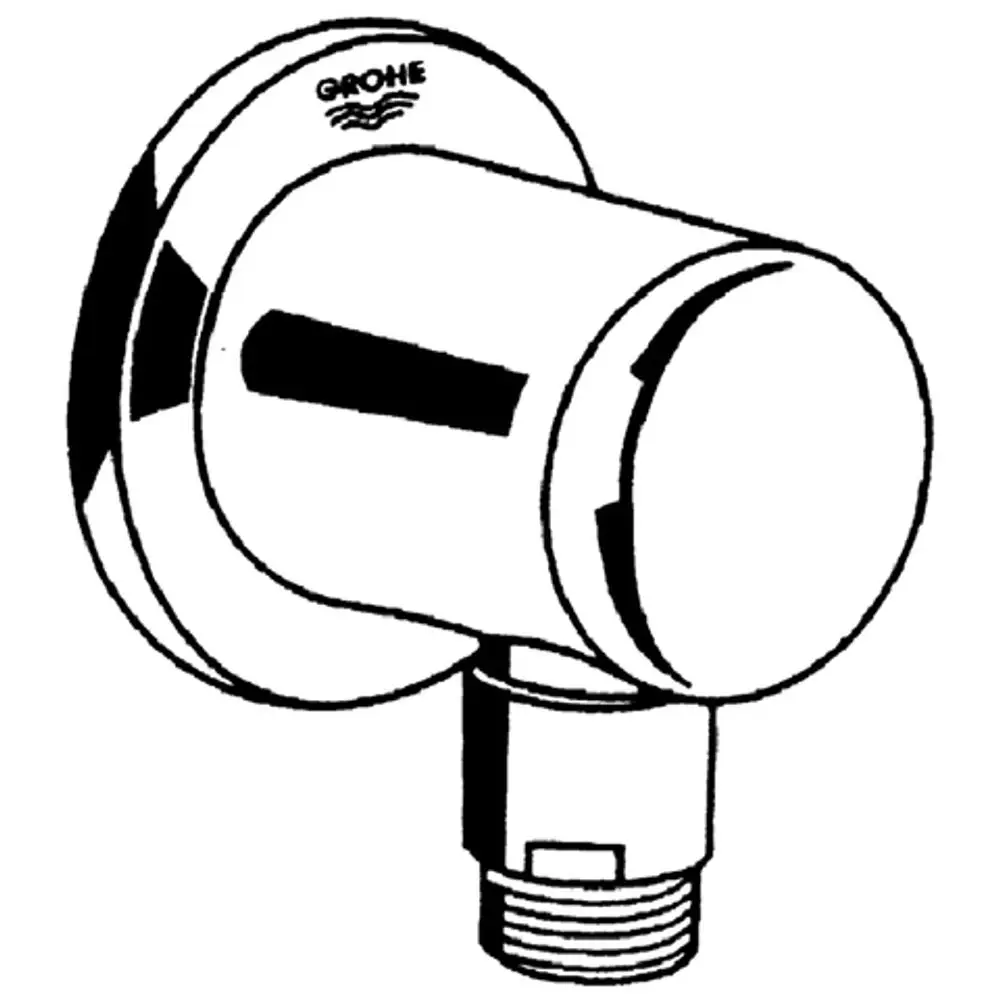 Wandanschlussbogen von Grohe mit runder Chrom-Oberfläche und seitlichem Anschluss für Wasserleitungen.
