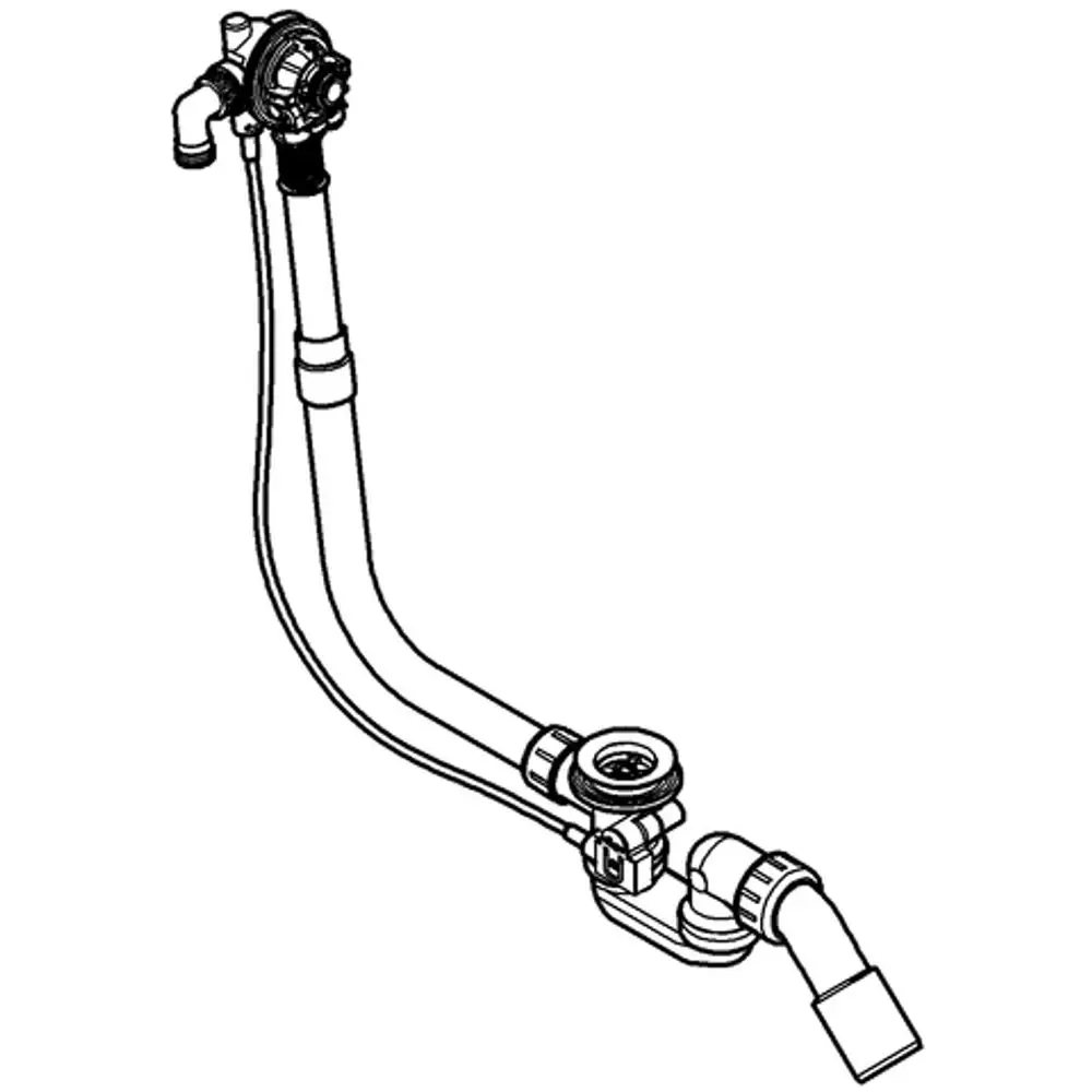 GROHE Wannenfüll-/Ab-/Überlaufgarnitur mit flexiblen Rohrleitungen, Ventilen und Anschlussstücken zur Installation in einer Badewanne.