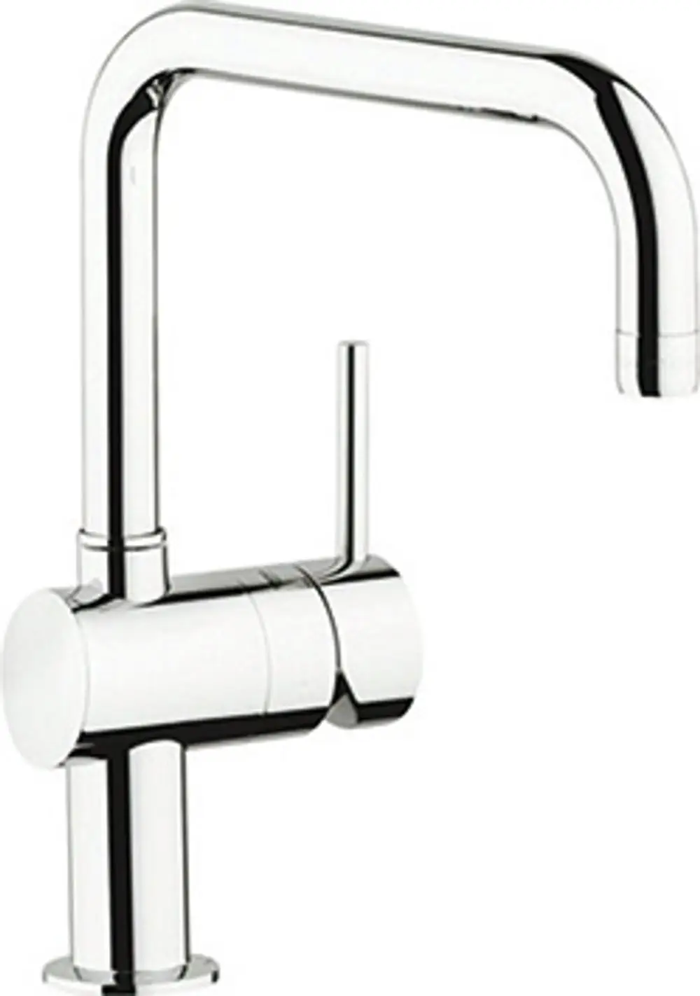 Grohe Wasserhahn in verchromter Optik mit einem U-förmigen Auslauf und einem seitlichen Hebel zum Einstellen der Temperatur.