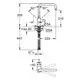 Diagramm einer Armatur mit einem U-Auslauf und einem Hebelgriff. Darstellung der Maße und Anschlussdetails, hergestellt von Grohe.