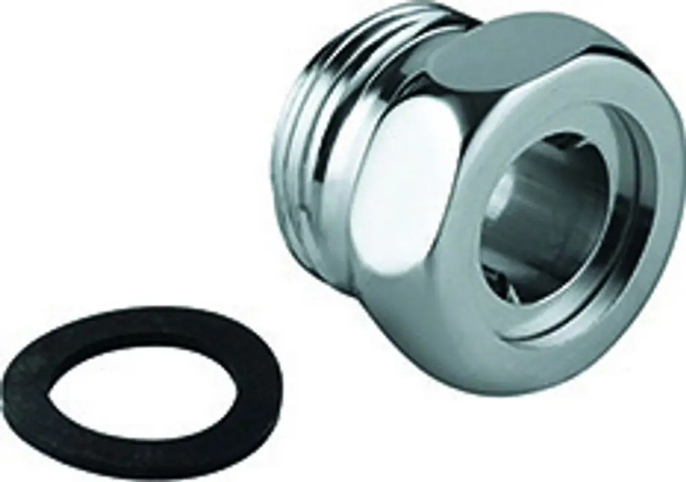 GROHE Eckmontageverbindung aus Metall für WC-Druckspüler, versehen mit einer schwarzen Dichtung.