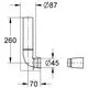 GROHE Wandeinbau-Spülrohr mit L-Form, Rohrdurchmesser 87 mm und 45 mm, zeigt Maße und Biegung für die Installation in Wandeinbau-Spülkästen.