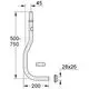 GROHE Spülrohr mit gebogenem Verlauf, Anschluss für WC-Druckspüler, Maße und Durchmesser sind im technischen Diagramm dargestellt.