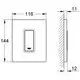 GROHE Urinal-Betätigung mit manuellem Hebel in minimalistischer Form, montiert auf einer Wand. Sichtbare Maße im Design.