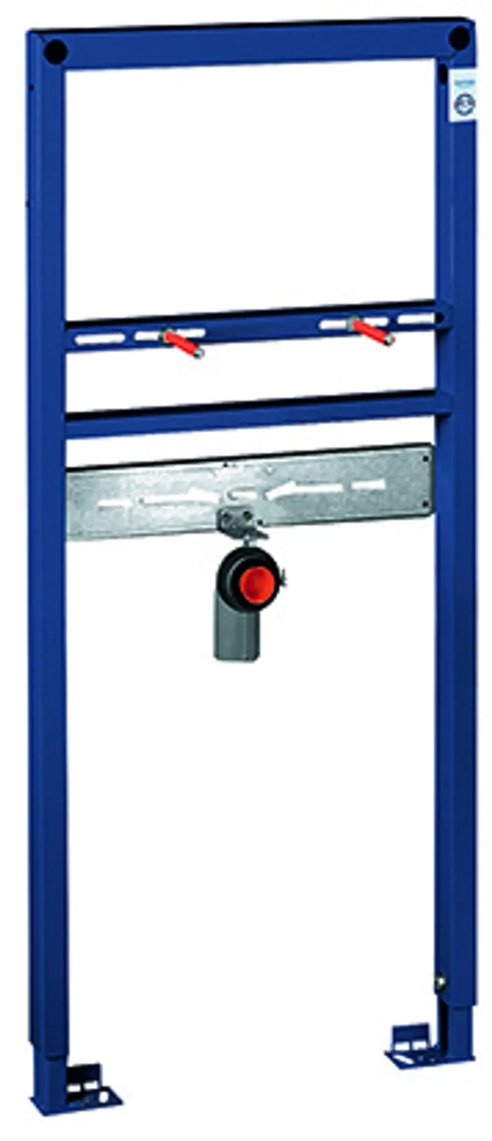 Montagesystem in Blau für Sanitärinstallationen, ausgestattet mit einer Druckspülung, geeignet für die Installation von Grohe Waschtischarmaturen.