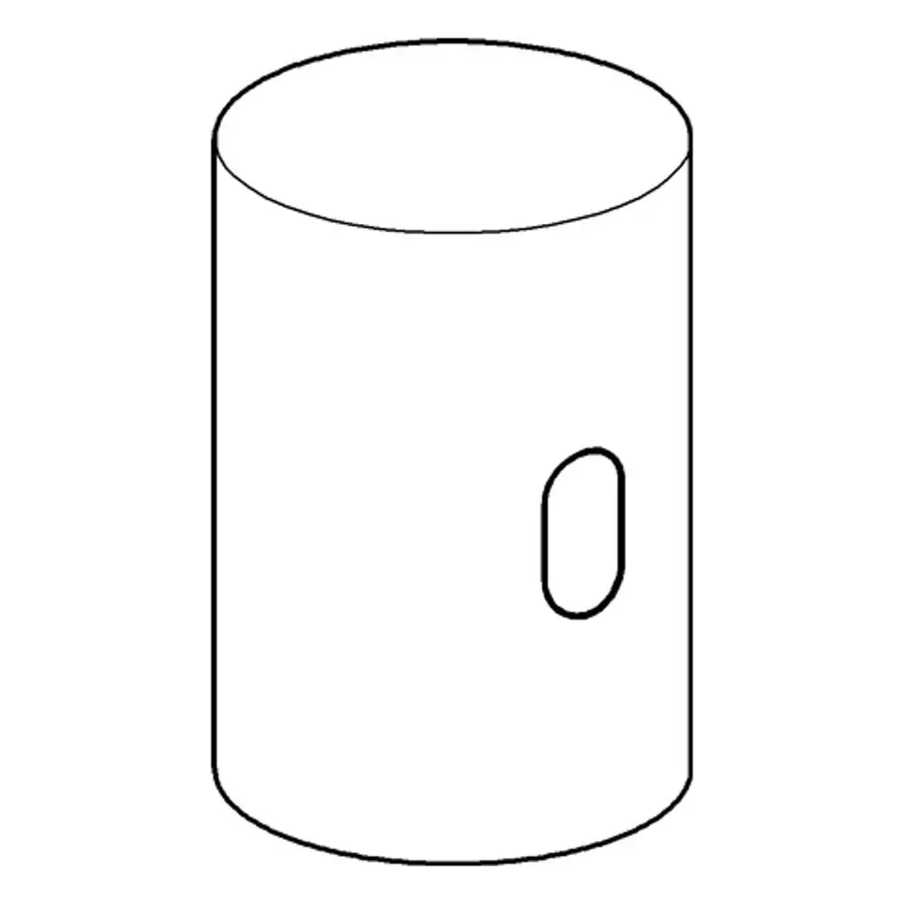 Weißer, zylindrischer Behälter mit ovalem Ausschnitt an der Seite, markiert mit Grohe-Logo. Verwendet für Urinal-Spüler.