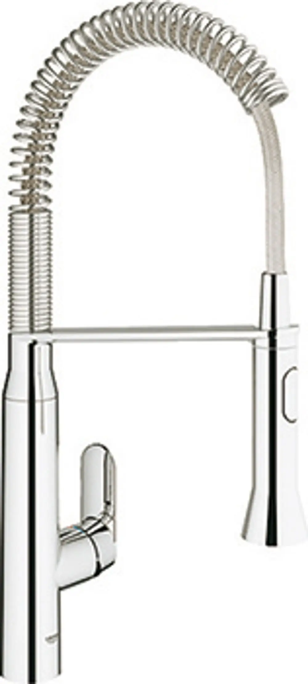 Küchenarmatur von Grohe mit flexiblem Schwanenhals und herausziehbarer Brause. Verchromte Oberfläche, geeignet für den Einbau an Spültischen.