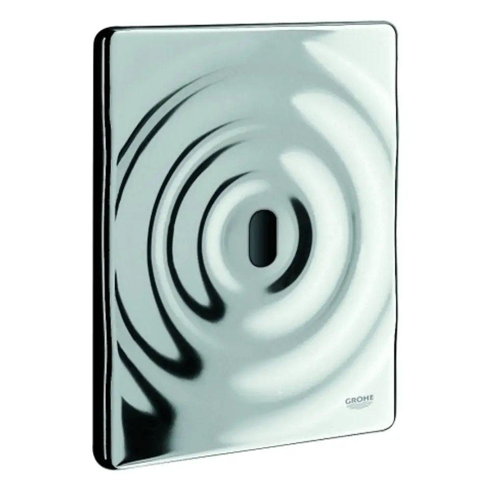 GROHE Wandplatte mit gewellter Oberfläche und betätigungsfeld für WC-Spülkästen in Chromoptik. Minimalistisches Design für moderne Badezimmer.