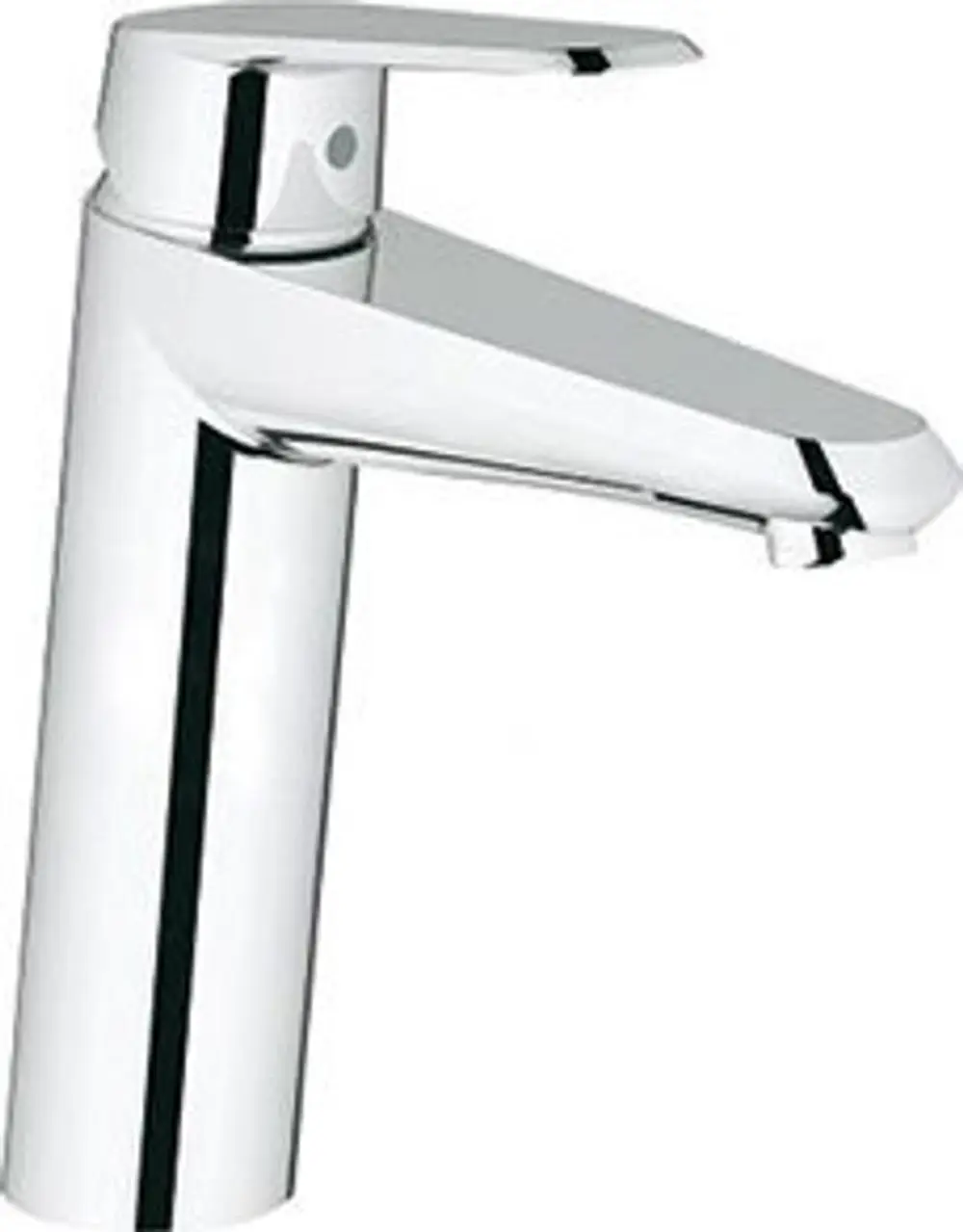 Chromfarbener Wasserhahn von Grohe mit mittelhohem Auslauf und klaren Linien, ausgestattet mit einem flachen Hebel zur Steuerung des Wasserflusses.