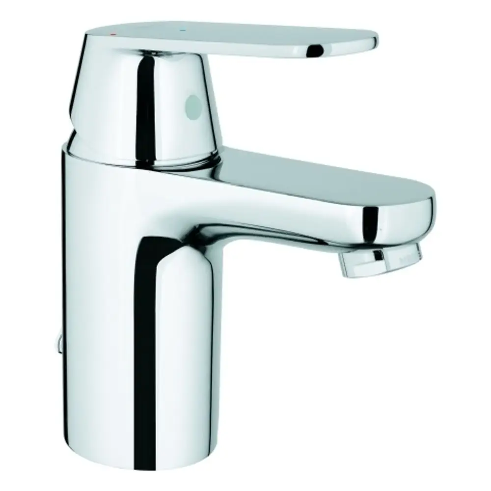 GROHE-Waschtischbatterie aus verchromtem Material, mit Hebelgriff zur Regulierung des Wasserflusses und integriertem Auslauf.