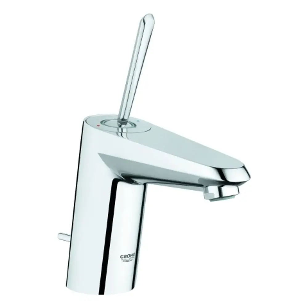 Waschtischarmatur mit einem Hebel zur Regulierung von Wasser, glatter Oberfläche, und der Marke Grohe auf der Vorderseite.