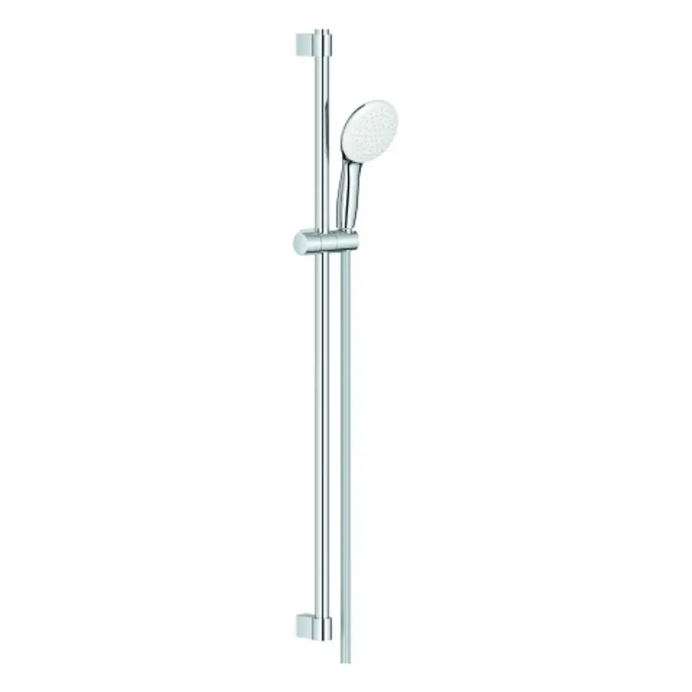 Grohe Brausestangenset mit Wandhalterung und Handbrause. Das Set besteht aus einer verchromten Brausestange und einer Handbrause mit einem Strahlbild.