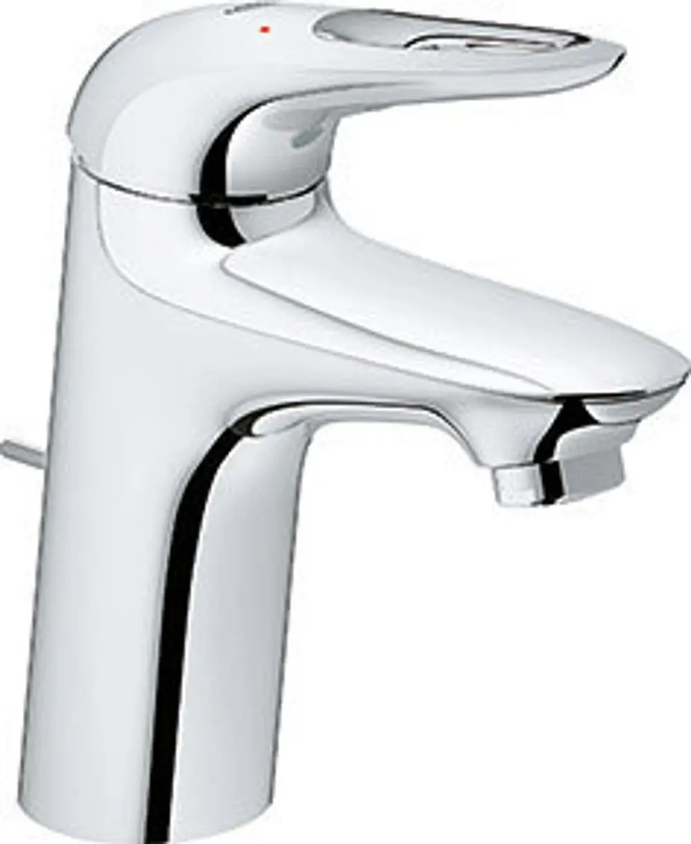 Wasserhahn in chromfarbener Ausführung von Grohe, mit einem modernen Design und einer ergonomischen Bedienung, geeignet für Waschbecken oder Badewanne.