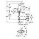GROHE Waschbeckenarmatur mit einem modernen Design, Abmessungen und Anschlussdetails sind schematisch dargestellt. Die Zeichnung zeigt die Höhen- und Anschlussmaße.