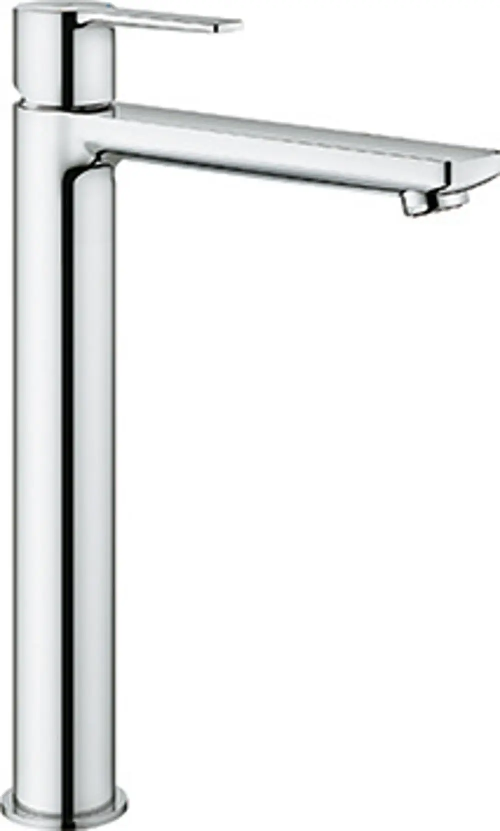 Grohe Einhand-Waschtischbatterie aus verchromtem Metall mit einem schmalen, horizontalen Auslauf und einem einfachen Griff, geeignet für moderne Waschbecken.