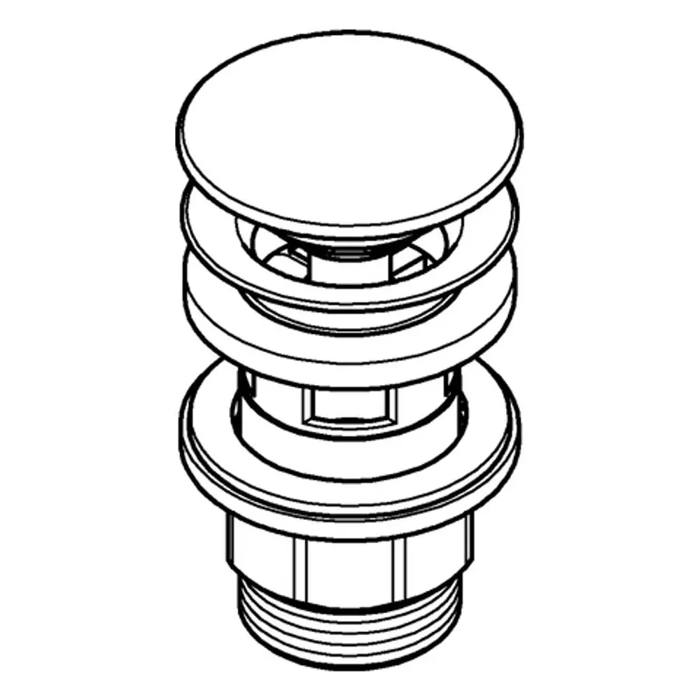 Druckstopfen aus Metall mit herausnehmbarem und verschließbarem Design. Das Produkt gehört zur Grohe Ablaufgarnitur.