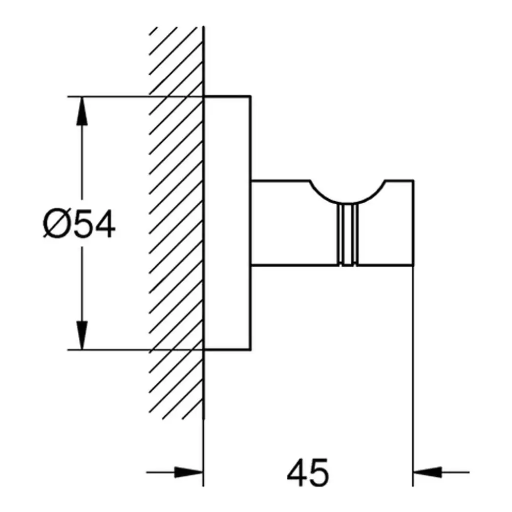 Badezimmerhaken aus Metall in Supersteel-Oberfläche, mit einem Durchmesser von 54 mm und einer Höhe von 45 mm, passend für die Montage an Wänden, von Grohe.