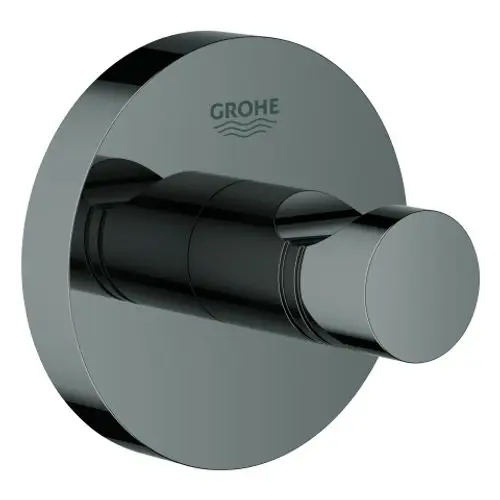 GROHE Bademantelhaken in schwarzer, glänzender Ausführung, rund mit einem einfachen, funktionalen Design zur Wandmontage.