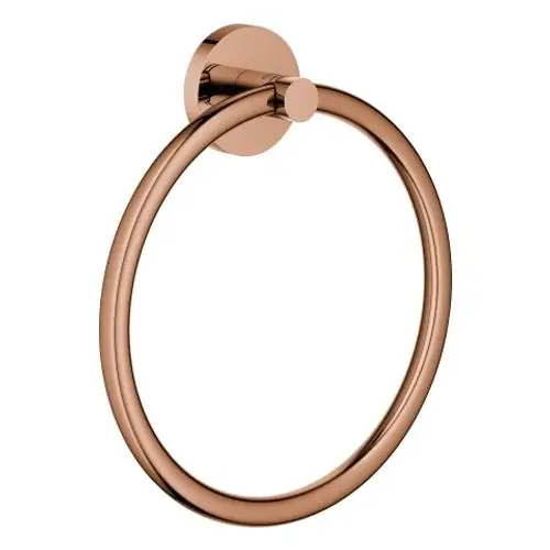Handtuchring in kupferner Farbe, an einer Wand montiert. Das Produkt stammt von Grohe und hat eine runde Form mit einer glatten Oberfläche.