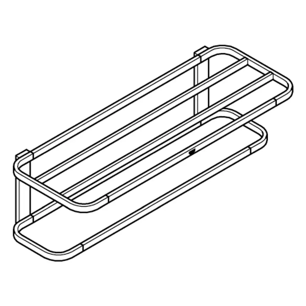 Wandmontierter Halter aus Metall von Grohe mit zwei Ebenen, geeignet zur Ablage von Handtüchern. Design in grauer Farbe, mit stabilen, runden Haltestangen.