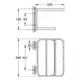 Grohe Multi-Badetuchhalter in hard graphite mit rechteckiger Form, montiert an einer Wand, zeigt Maße und Installationselemente im technischen Entwurf.