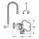 Grohe WC-Funk-Empfangsmodul mit einer flexibelen Zuleitung und einem Empfangsgerät, dargestellt in technischer Skizze mit klaren Maßen und einer Seitenansicht.