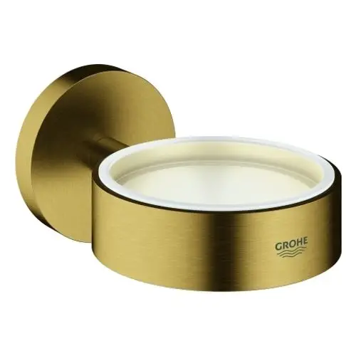 Wandmontierter Halter in mattem Gold von Grohe, designed zur Befestigung eines Bechers oder einer Schale, mit runder Form und glatter Oberfläche.