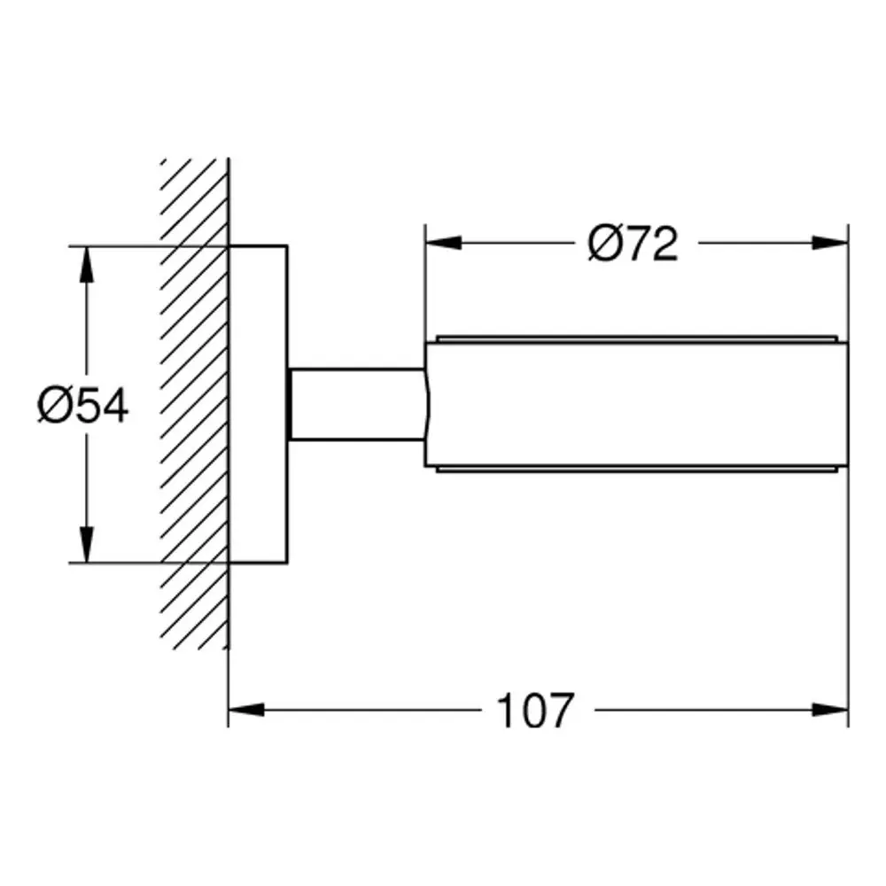 Grohe Halterung mit runder Basis und zylindrischem Körper, geeignet für die Montage eines Bechers oder einer Schale. Klarer technischer Entwurf ohne zusätzliche Verzierungen.