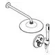 Duschsystem von Grohe mit runder Kopfbrause und Wandmontage. Steuerungseinheit mit mehreren Reglern für Temperatur und Wasserfluss.