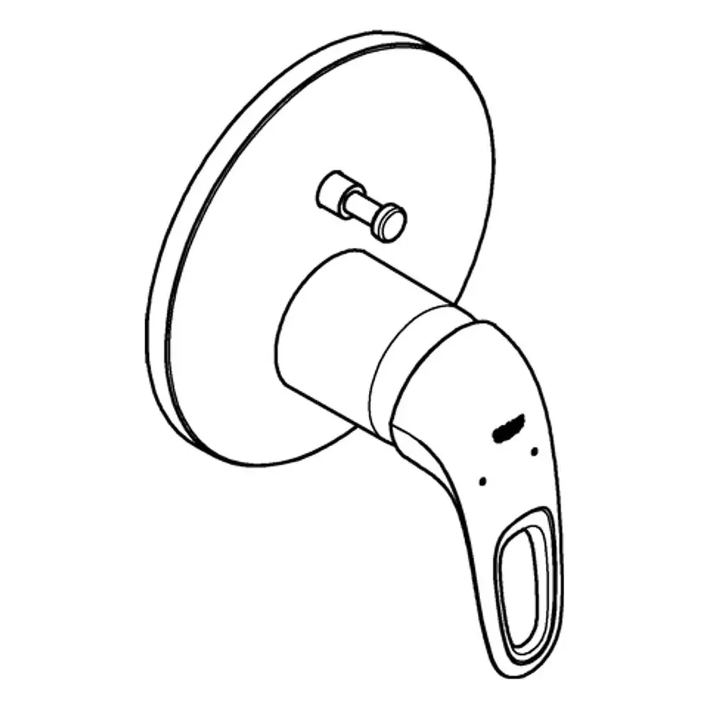 Wannenbatterie von Grohe mit rundem Montageflansch und einem Hebelgriff für die Wassersteuerung, in einem schlichten, funktionalen Design.