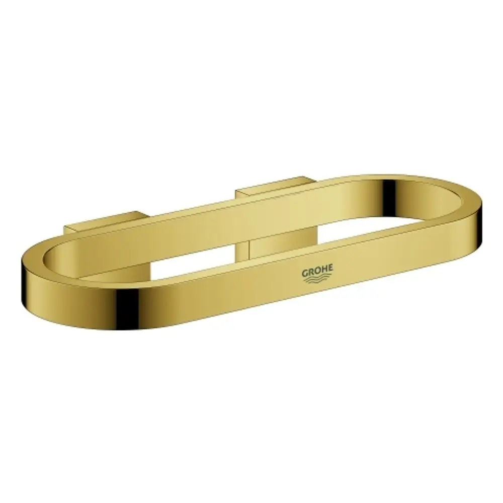 GROHE Handtuchring in goldfarbener Ausführung, ovales Design, montiert an zwei Halterungen, geeignet für Badezimmerzubehör.