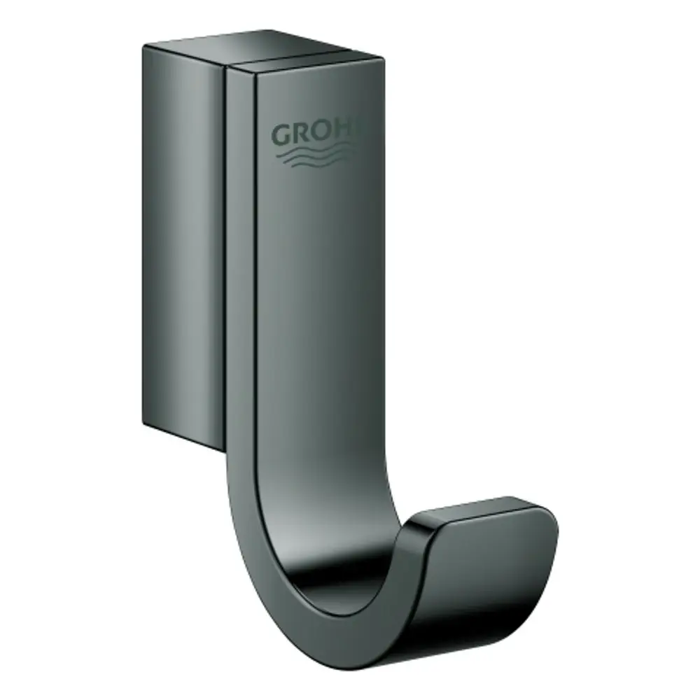GROHE Bademantelhaken in der Farbe hard graphite, mit einem einfachen, funktionalen Design. Der Haken ist robust und für die Wandmontage geeignet.