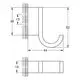 Grohe Bademantelhaken in der Farbe hard graphite, mit einem gebogenen Haken und klaren Linien, montiert in der Wand. Technische Zeichnung mit Abmessungen.